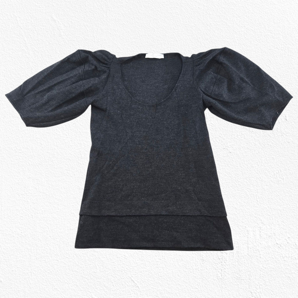 Stella McCartney Dark Gray Puff Sleeve Knit Top Size IT 42 US 6 Italy Minimalist - Picture 1 of 10